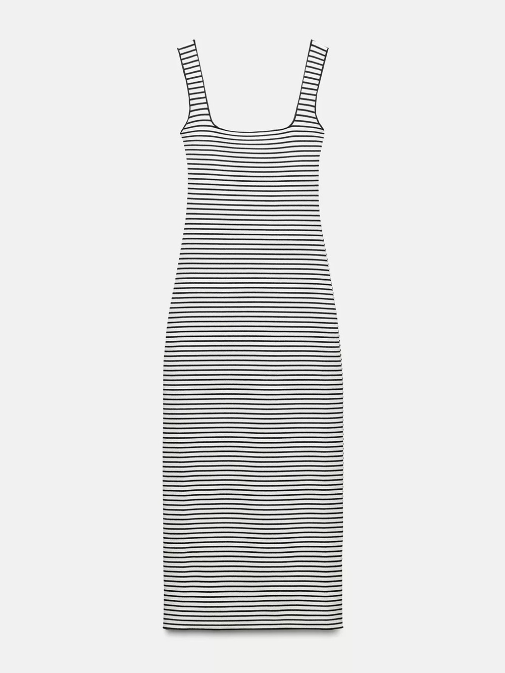 Zara Black and White Striped Tank Midi Dress